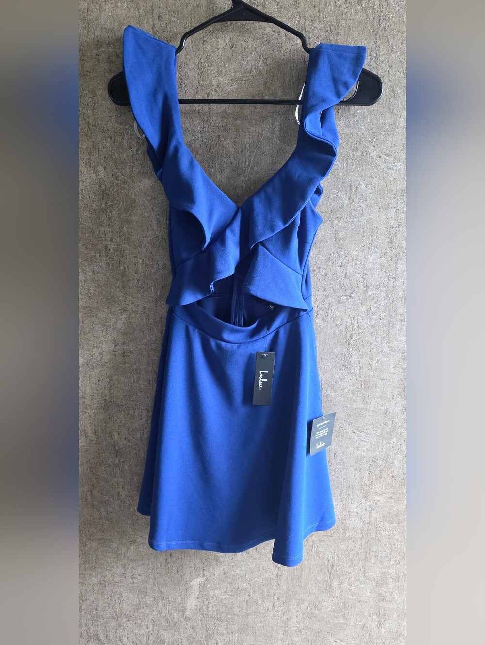 Lulu's Vibrant Blue Ruffle V-Neck Dress